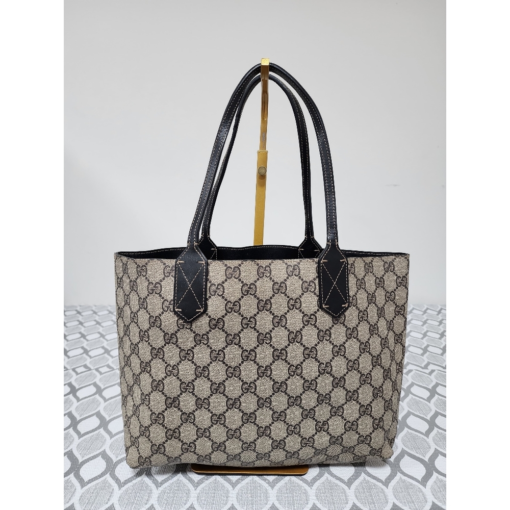 GUCCI GG Coated Canvas Supreme Reversible Small Tote Bag Beige/Black